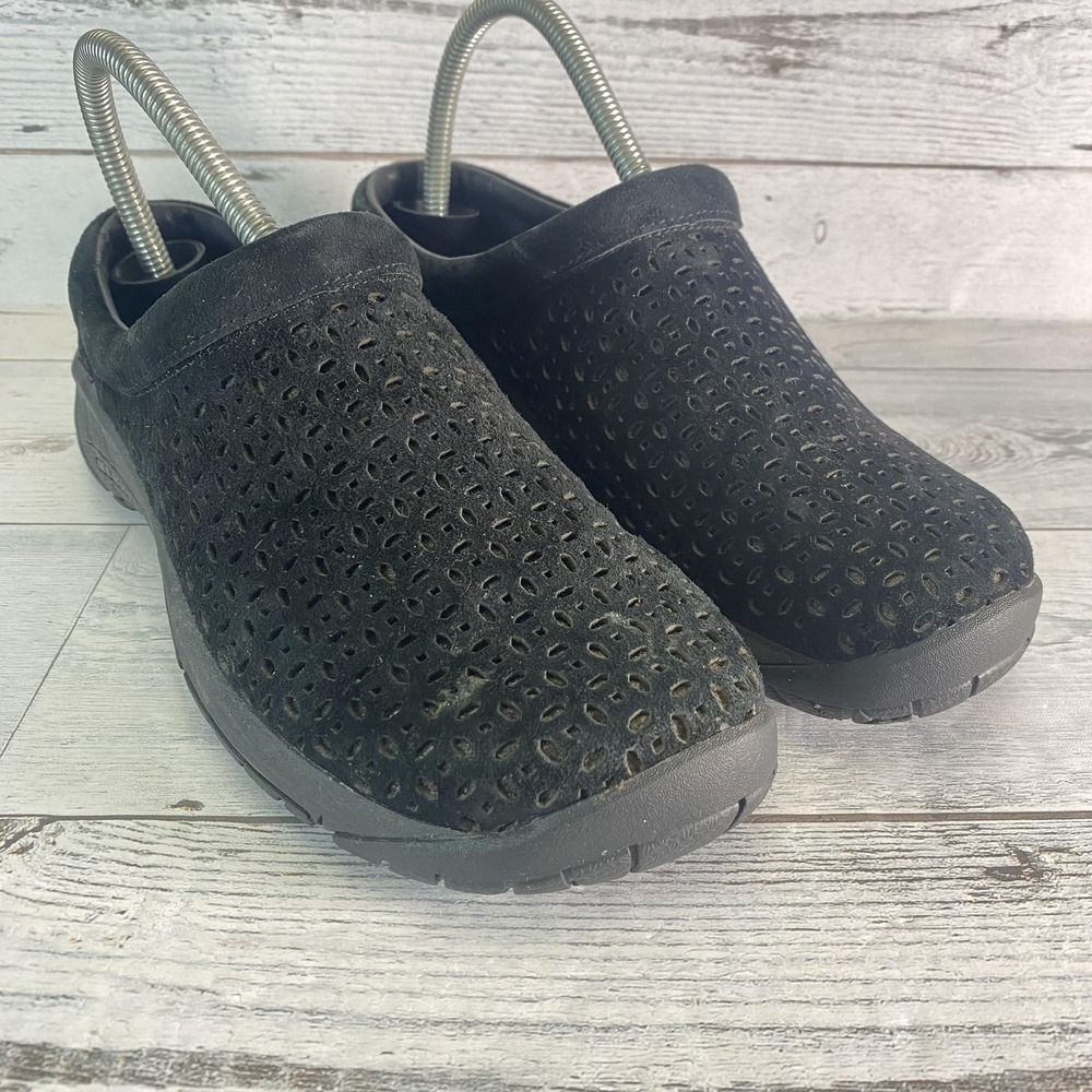 Merrell Shoes Womens 7.5 Black Suede Clog Mule Slip On Perforated Comfort J52710